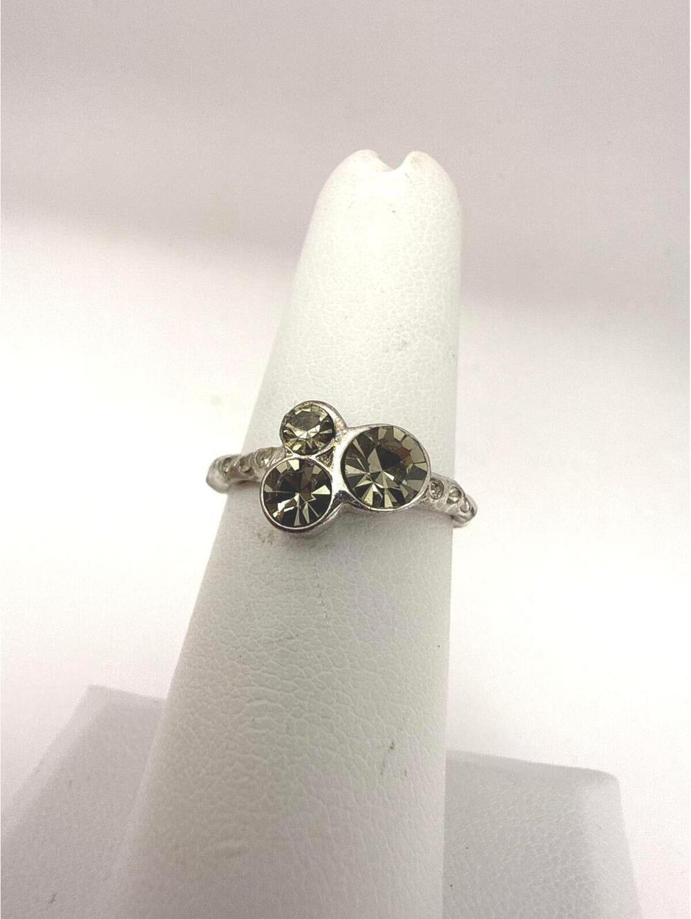 Banana Republic Silver Tone RingSize 5.5 with Three Round Smoky Rhinestones